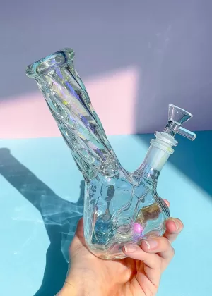 IRIDESCENT SWIRL BONG 8"